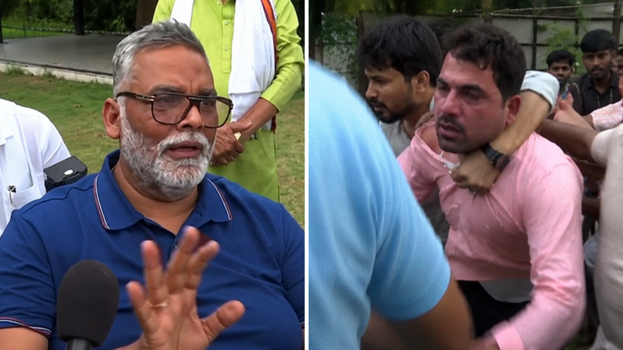 दिल्ली में सांसद पप्पू यादव पर चप्पल फेंकी, चाकू से हमले की कोशिश का दावा; आरोपी बोला- भगवा के अपमान का विरोध किया